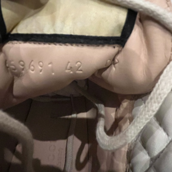 Women's Lace Up Heeled Ankle Boots GG Coated Canvas With Quilted Leather - Picture 5 of 9